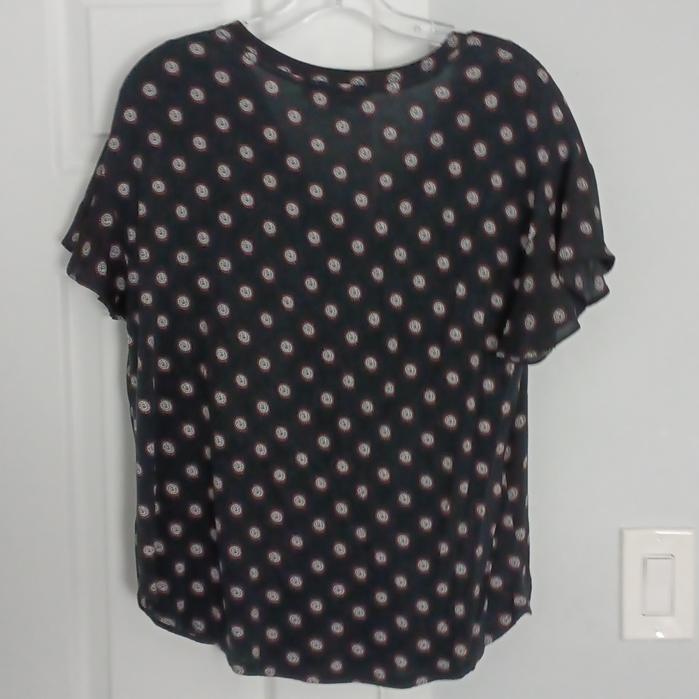 3 For $15 LOFT Black and White Relaxed Short Sleeve Blouse - Picture 2 of 2